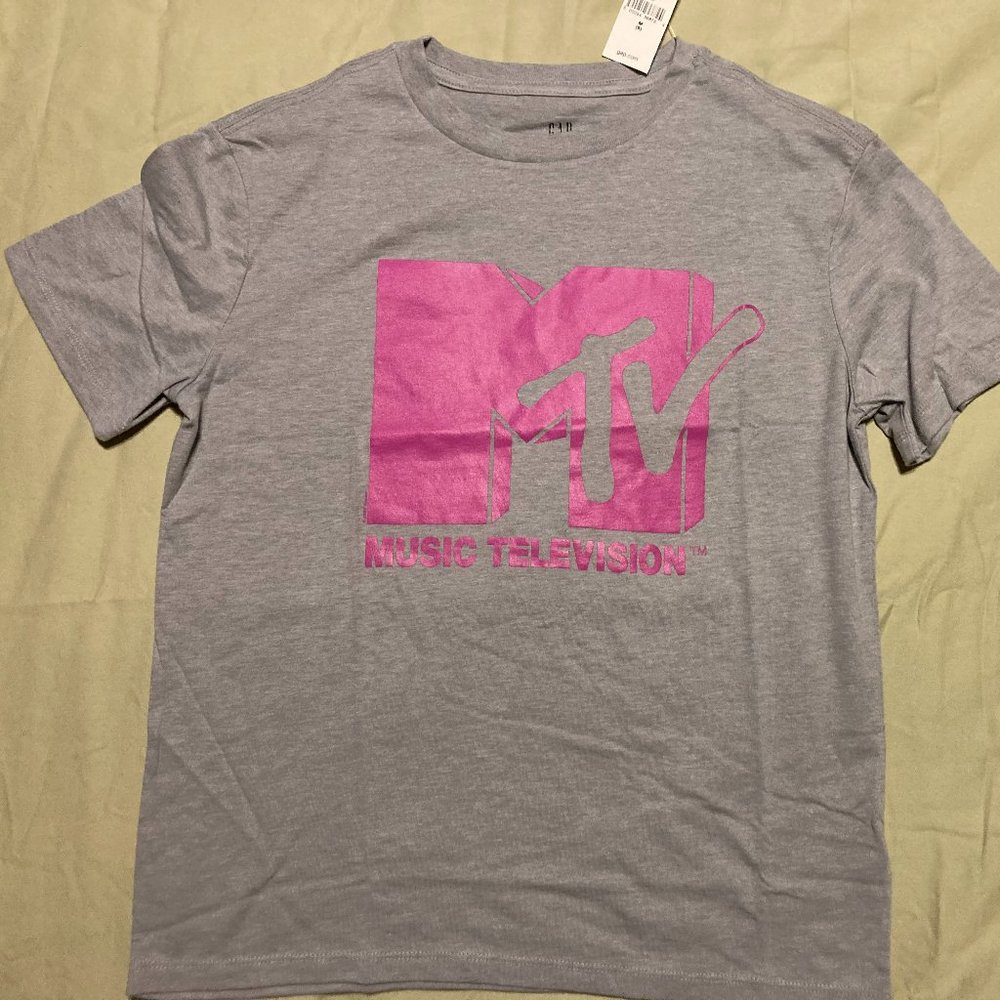 Gap Kids Band Graphic shirt MTV pink logo Girls Size Medium 8 Recycled New Shirt